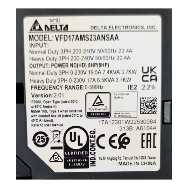 INVERSOR DE FREQUÊNCIA MS300 5CV 220V 19.5A DELTA VFD17AMS23ANSAA - Image 5