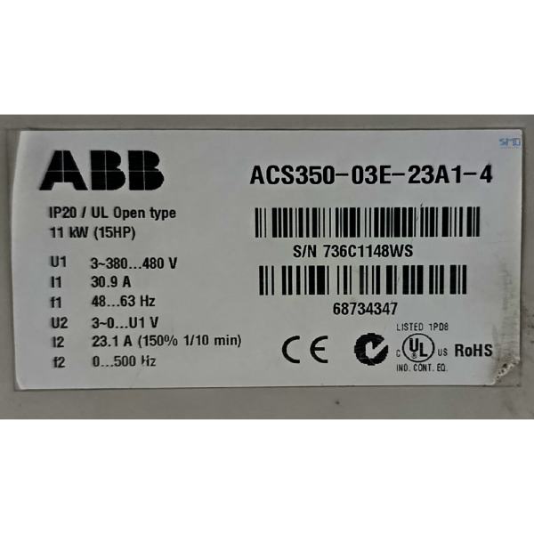 INVERSOR DE FREQUÊNCIA 15CV 23,1A 380-480V ABB ACS350-03E-23A1-4 - Image 6