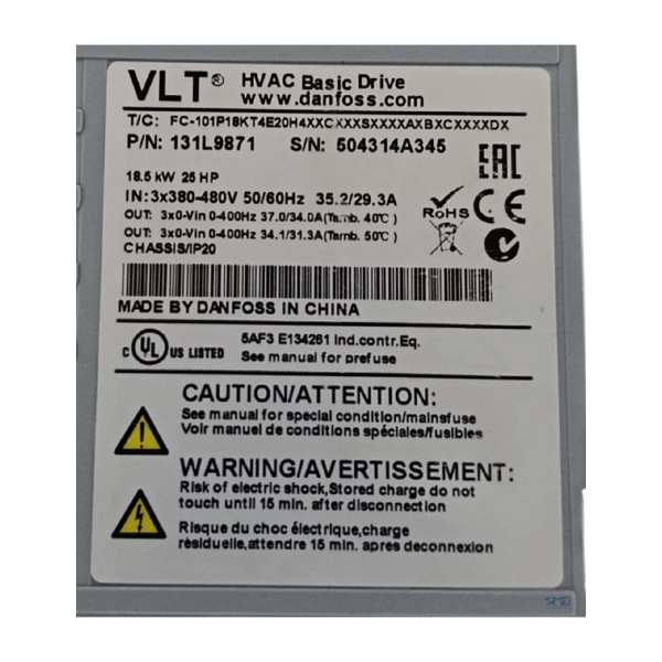INVERSOR DE FREQUÊNCIA 25CV 37A DANFOSS FC-101P18KT4E20H4 - Image 7